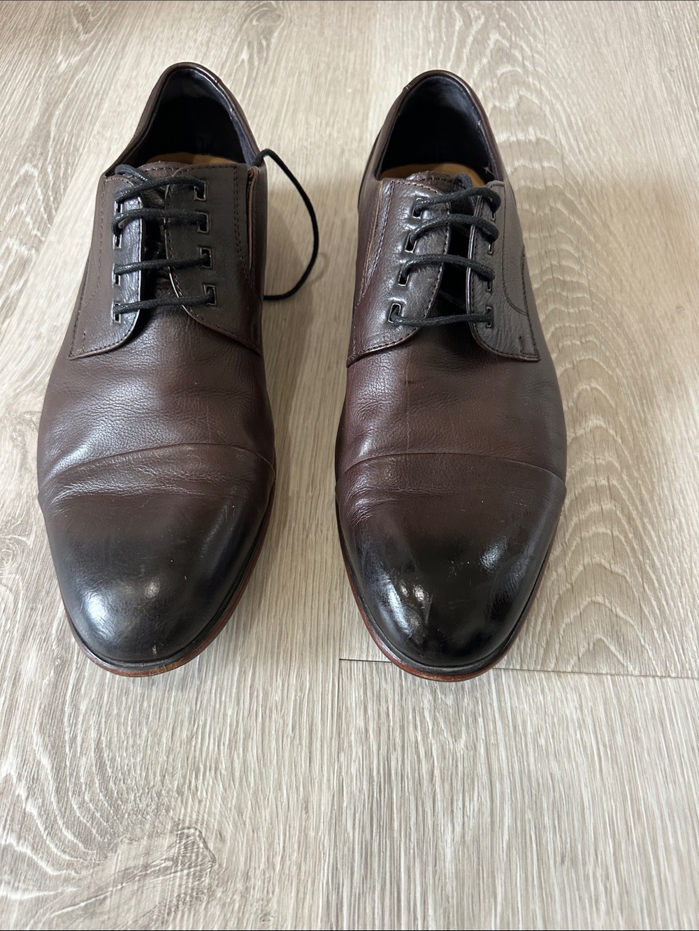 Men's Dark Brown Leather Cap-Toe Derby Shoes